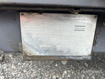2013 Atlas Copco XAS 185 JD7 PE 185 cfm Mobile Sprężarka powietrza