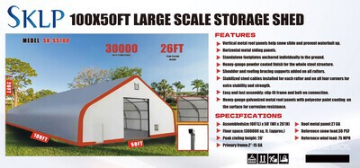 2027 SKLP SK-SS100 50 ft x 100 ft Storage Building (Unused)