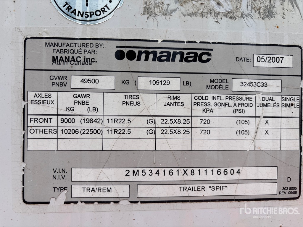 General Appearance with Serial Number / VIN