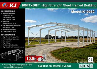 2027 KJ K10050 50 ft x 100 ft High Strength Steel Frame Only Magazzino (Unused)