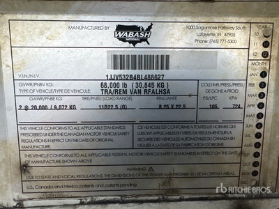 2011 Wabash 53 ft x 102 in T/A Refrigerated Trailer