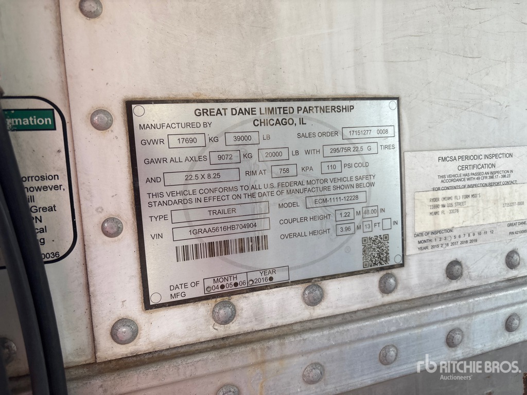 General Appearance with Serial Number / VIN