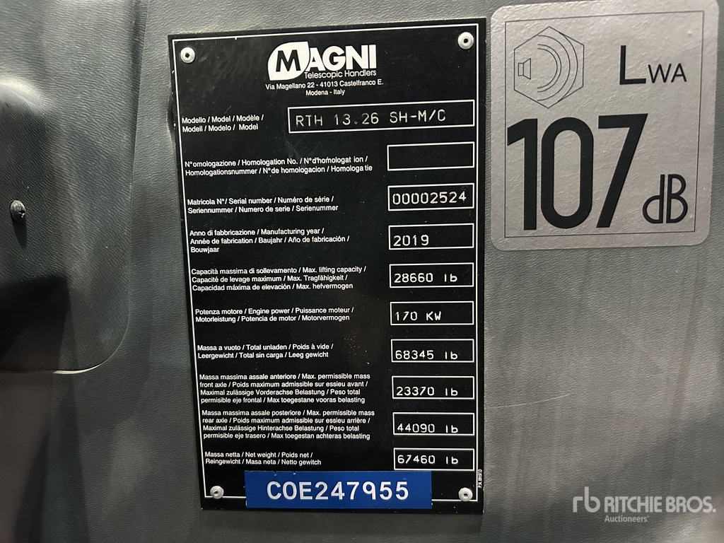 General Appearance with Serial Number / VIN