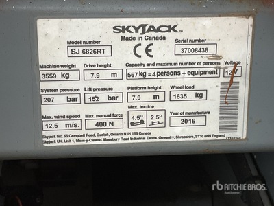 2016 Skyjack SJ6826 RT Scissor Lift