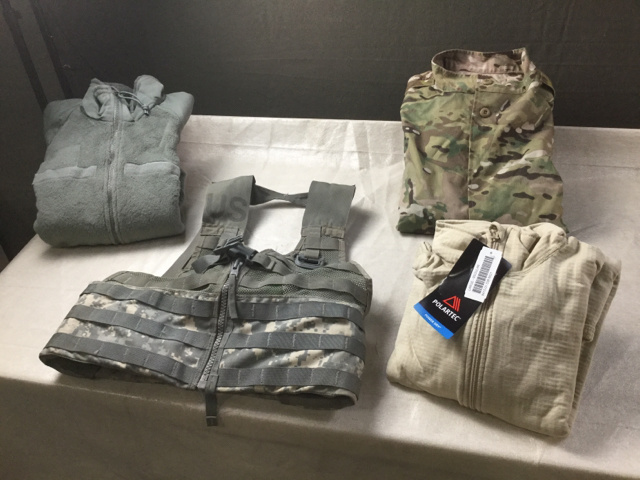 (64) Jackets, (30) Shirts, (16) Fighting Load Carriers & (1) Ghillie Coat