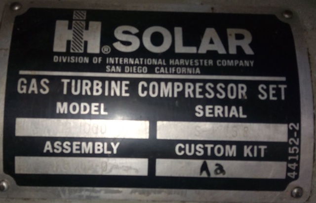 Solar CS1000 Gas Turbine Compressor Set Solar CS1000 Gas Turbine Compressor Set
