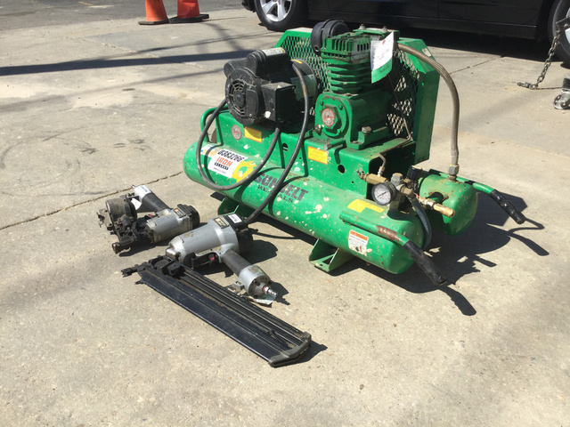 Lot of (1) Air Compressor & (2) Air Nailers