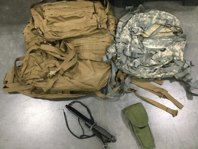 (41) Shirts, (5) Field Packs, (19) Assault Packs & Assorted Field Gear