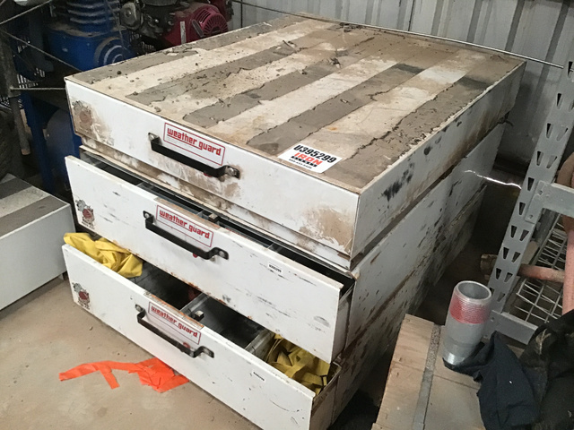 Lot of Tool Boxes, Injection System, Water Pumps, Heater, Blowers & Engines