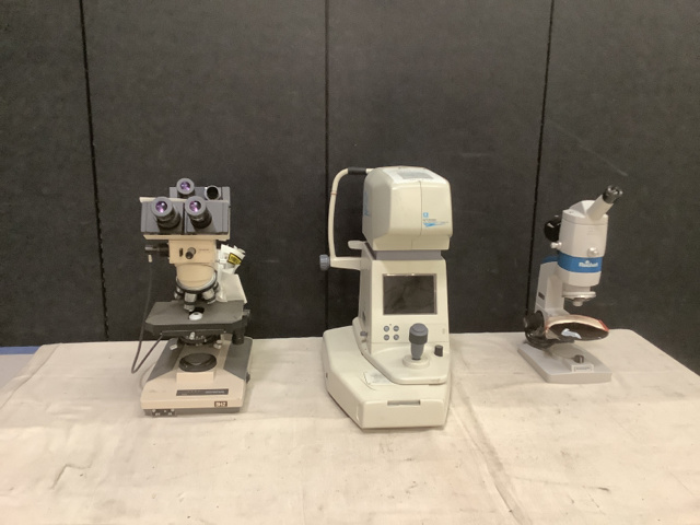 (2)Nidek Non-Contact Tonometers, (1)Lombart Microscope & (1)Olympus Microscope