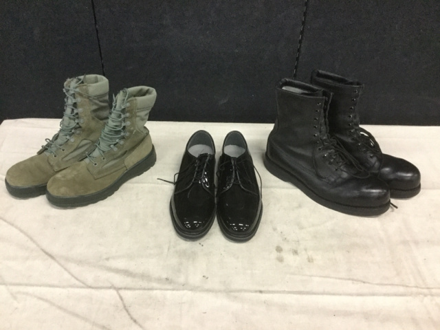 (43) Pairs of Combat Boots & (11) Pairs of Men's Shoes