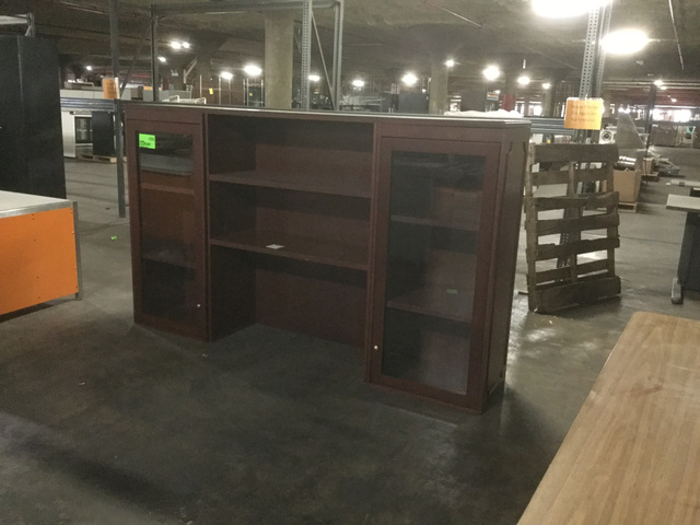 Cherry Wood Laminate/Glass Hutch 60 x 22 in -W-096 Cherry Wood Laminate/Glass Hutch 60 x 22 in -W-096