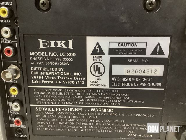 Surplus Eiki LC-300 Color Video Projector in Chambersburg