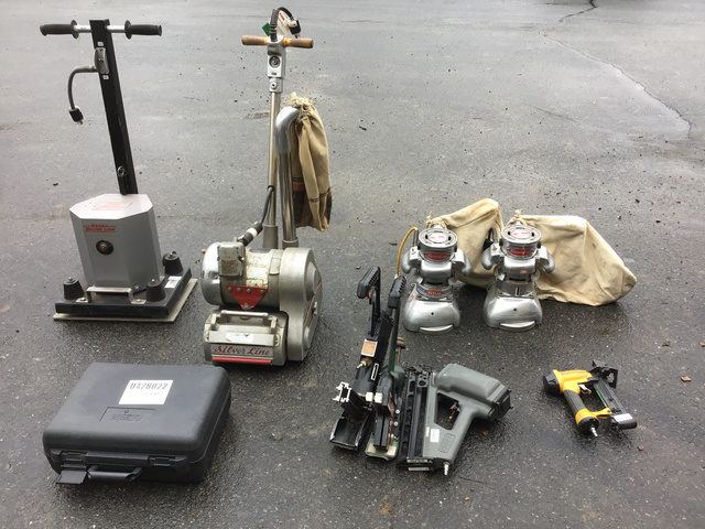Lot of (4) Floor Sanders, (1) Laser Level, (3) Nailers & (1) Stapler
