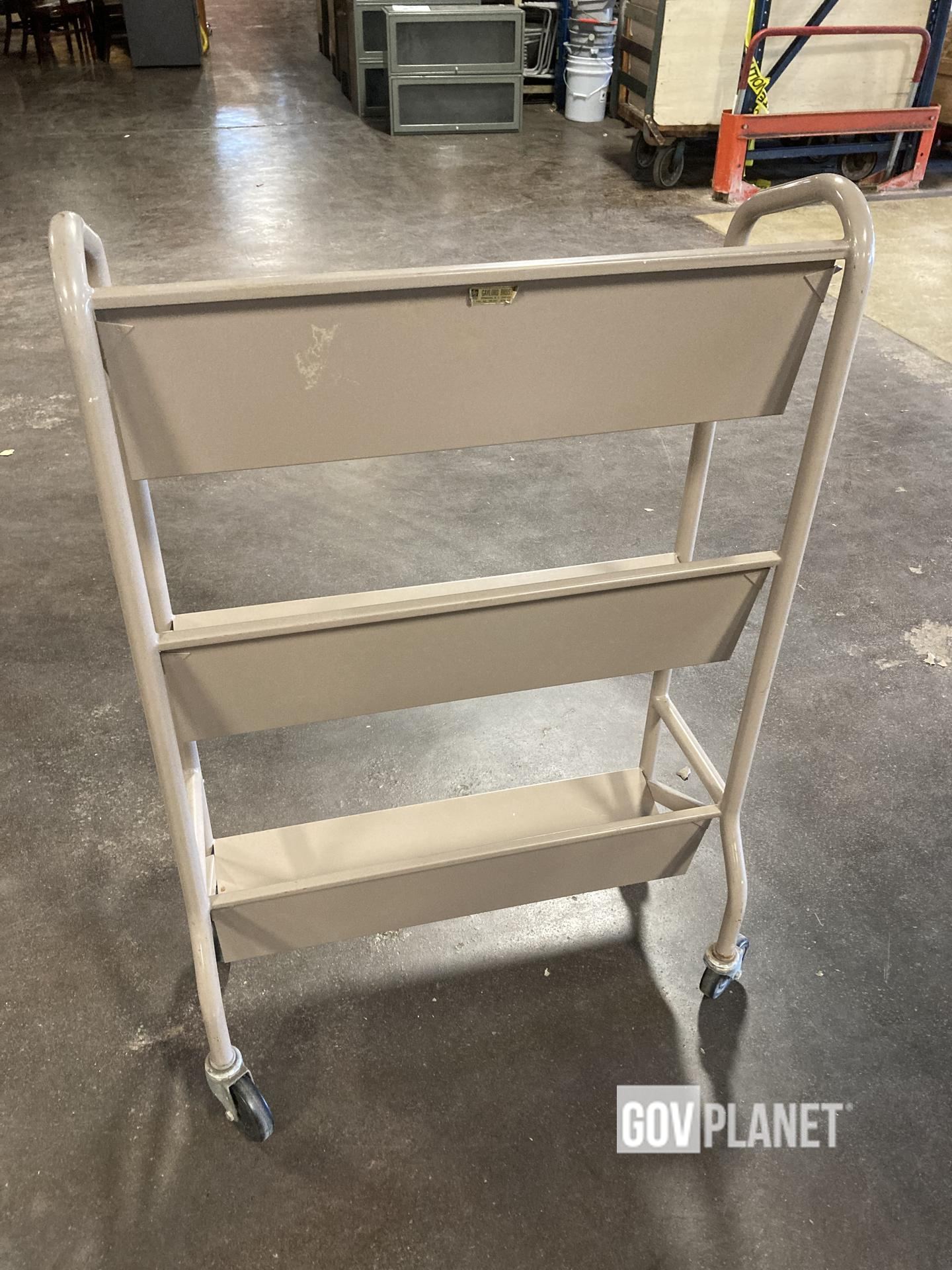 US■GAYLORD BROS.INC■ゲイロード■ブックトラック■ヴィンテージ GAYLORD BROS. Rolling Library Book Cart - 3 Shelf Metal in Indiana