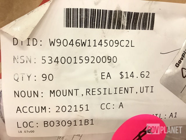 Surplus (90) Resilient Mounts, (34) Cylinder Springs & Assorted Surplus (90) Resilient Mounts, (34) Cylinder Springs & Assorted