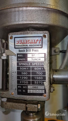 Duracraft SP-30 Bench Drill Press and 