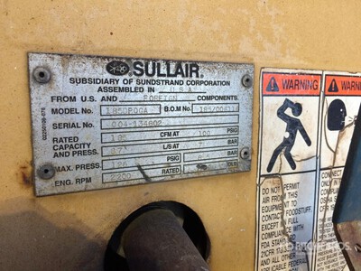 2001 Sullair 185DPQ-CA Air Compressor (Inoperable)